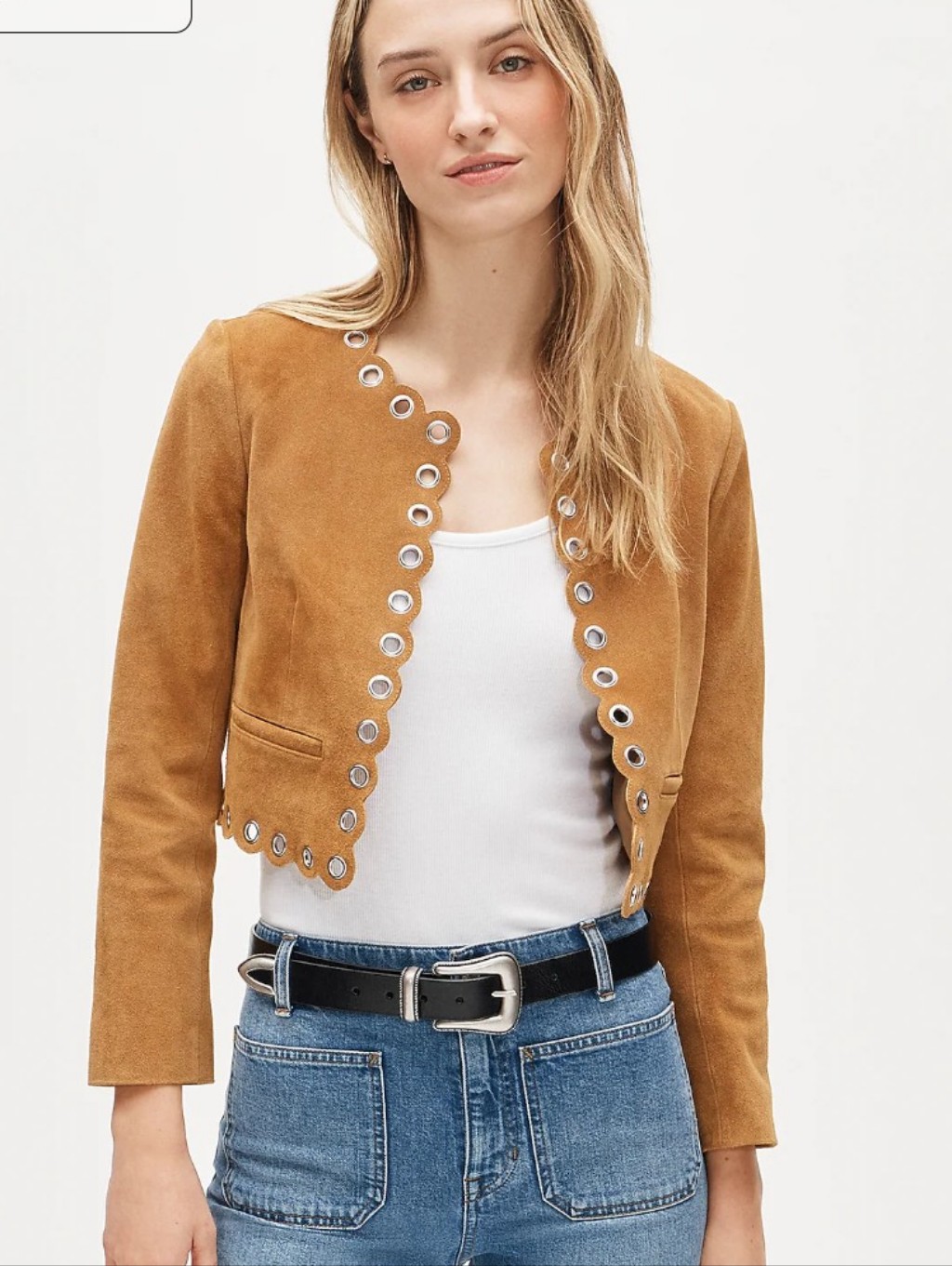 J Crew Collection Cropped Grommet Lady Jacket In Suede Cs404 Size S Nwt